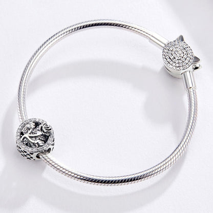 925 Sterling Silver Rose Beaded Bracelet Charm