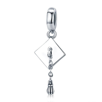 925 Sterling Silver Diy Bracelet Charm University Hat Beads