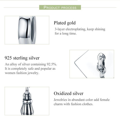 925 Sterling Silver Diy Bracelet Charm University Hat Beads