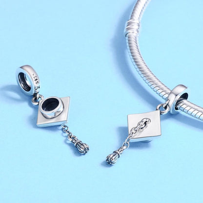 925 Sterling Silver Diy Bracelet Charm University Hat Beads