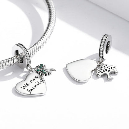 925 Sterling Silver Heart Tree Pendant For Bracelet Or Necklace