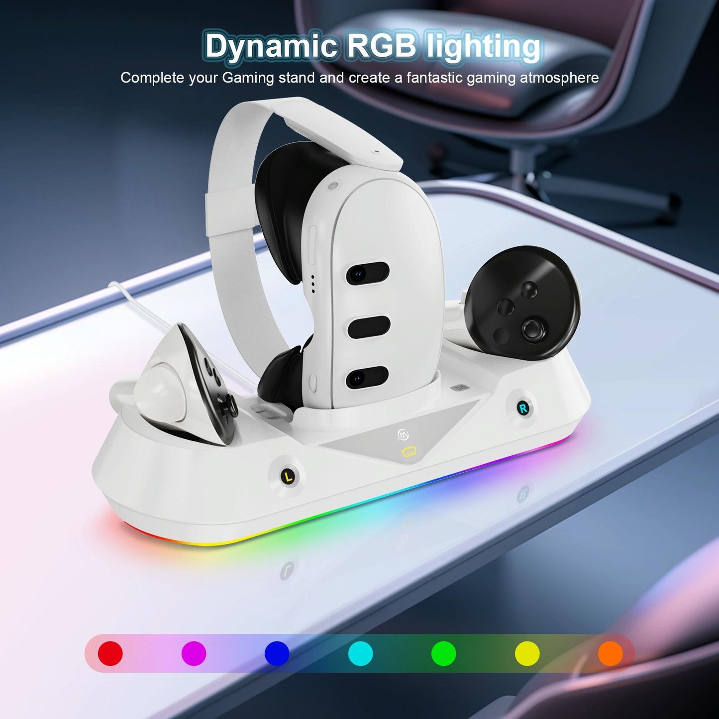 Vr Game Seat Charging Set With Magnetic Suction Base For Meta Quest 3 Glasses And Handle