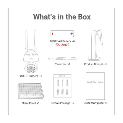 Waterproof Wifi Solar Camera With Night Vision & Motion Detection & Two-Way Audio & Ptz Control