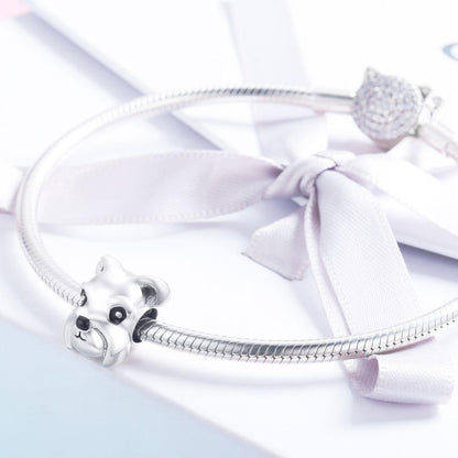 925 Sterling Silver Schnauzer Beads Platinum Plated