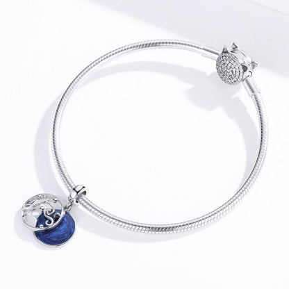 925 Sterling Silver Starry Sky Pendant For Diy Bracelets & Necklaces