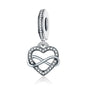 925 Sterling Silver Heart Diamond Pendant For Bracelet Or Necklace