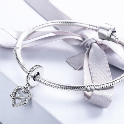 925 Sterling Silver Heart Diamond Pendant For Bracelet Or Necklace
