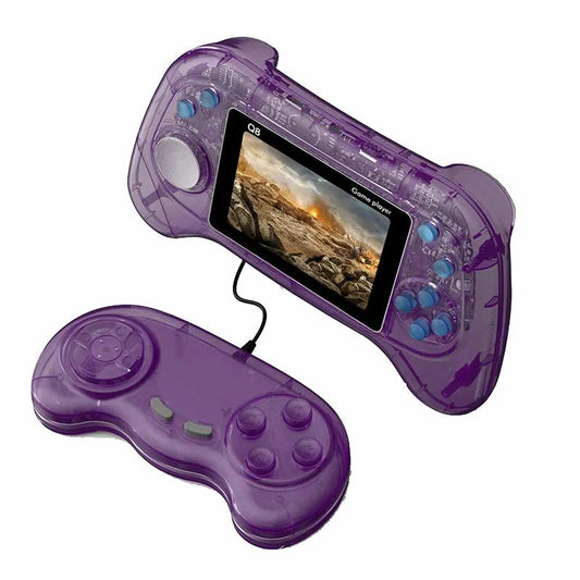Q8 Handheld Game Console - 3.0 Screen 800 Built-In Games Tv Connection - Transparent Blue - Doubles Transparent Purple