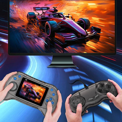 Q8 Handheld Game Console - 3.0 Screen 800 Built-In Games Tv Connection - Transparent Blue - Doubles Transparent Purple