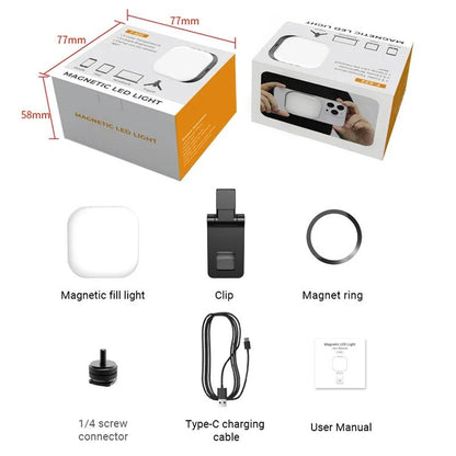 Rechargeable Mini Magnetic Selfie Light - Tri-colour Temperature