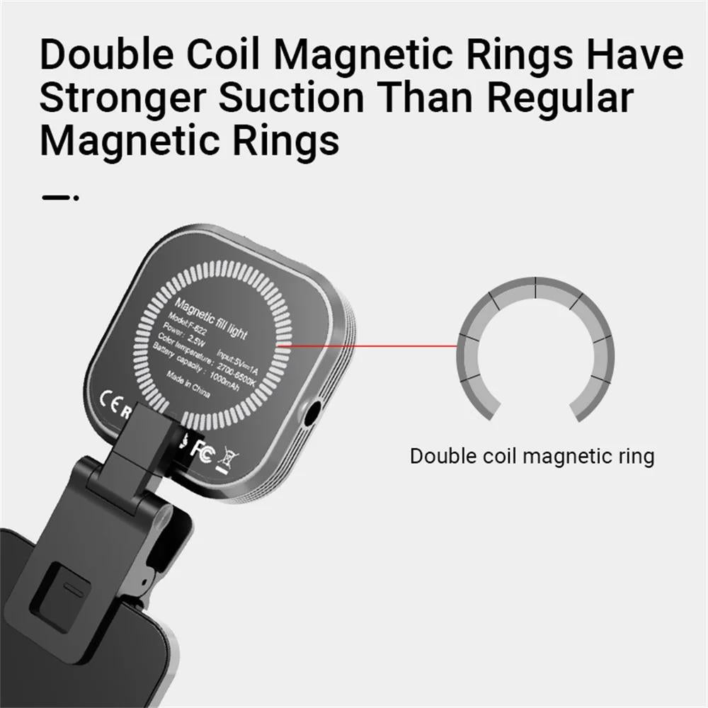 Rechargeable Mini Magnetic Selfie Light - Tri-colour Temperature