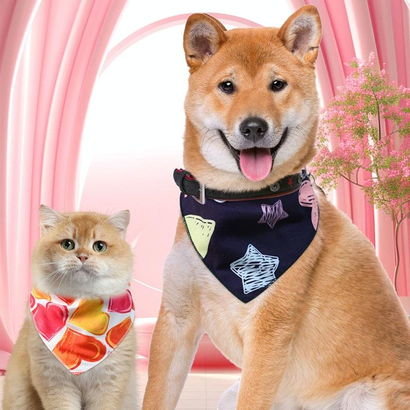 Cute Pet Triangle Towel Bib Cartoon Cats And Dogs Drool Towel Scarf - Size 01 - 06
