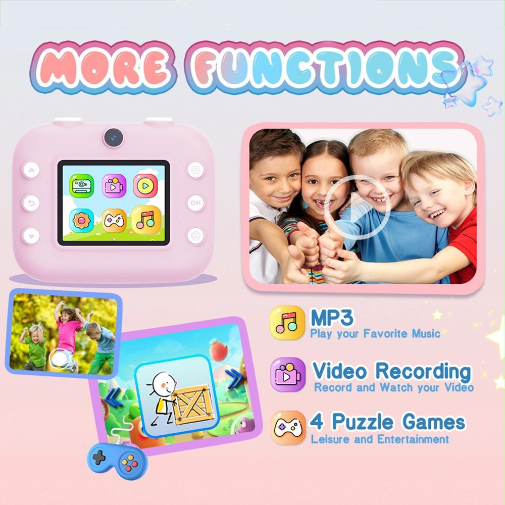 Blue Children'S Thermal Camera With Dual-Camera 1080P Hd 2400W Pixel 2.4-Inch Display - Purple+32Gb