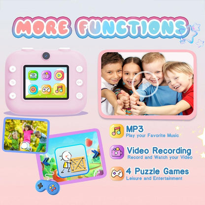 Blue Children'S Thermal Camera With Dual-Camera 1080P Hd 2400W Pixel 2.4-Inch Display - Purple+32Gb