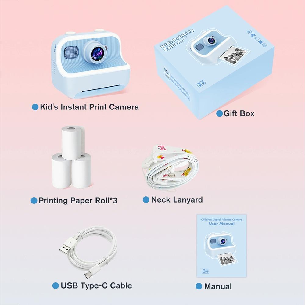 Blue Children'S Thermal Camera With Dual-Camera 1080P Hd 2400W Pixel 2.4-Inch Display - Purple+32Gb