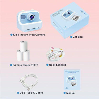 Blue Children'S Thermal Camera With Dual-Camera 1080P Hd 2400W Pixel 2.4-Inch Display - Purple+32Gb