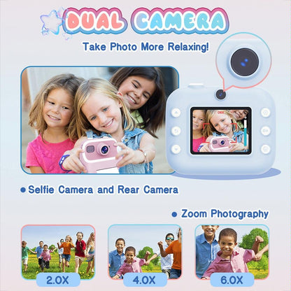 Blue Children'S Thermal Camera With Dual-Camera 1080P Hd 2400W Pixel 2.4-Inch Display - Purple+32Gb
