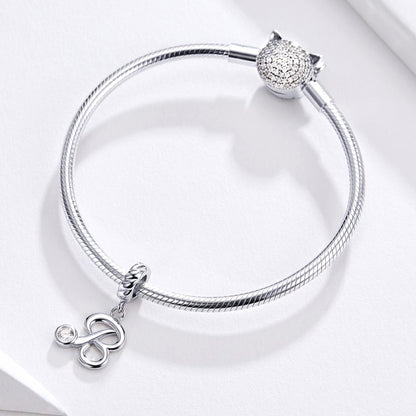 925 Sterling Silver Personalized Letter Pendant For Diy Bracelets And Necklaces Style - F
