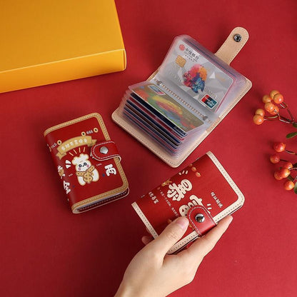 Festive Cartoon Snap Anti Degaussing Card Holder Lucky Change Id Storage Bag - Good Luck