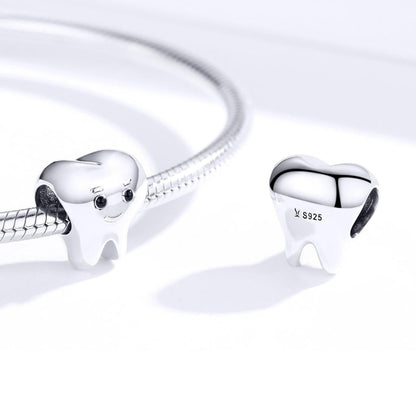 925 Sterling Silver Handmade Tooth Charm For Diy Beaded Accessories