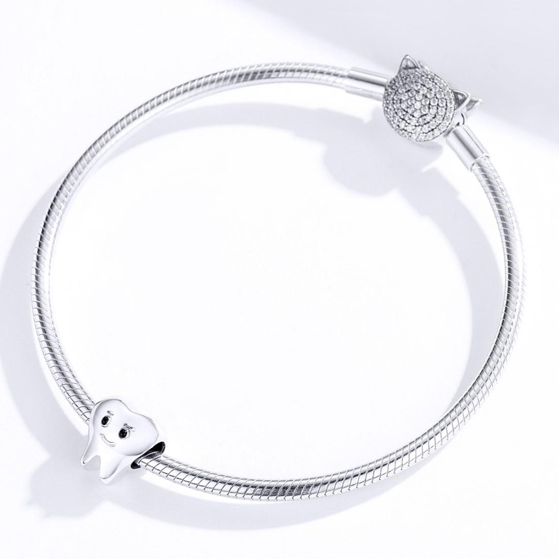 925 Sterling Silver Handmade Tooth Charm For Diy Beaded Accessories