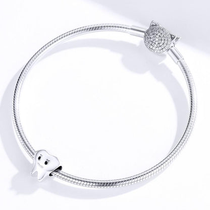 925 Sterling Silver Handmade Tooth Charm For Diy Beaded Accessories