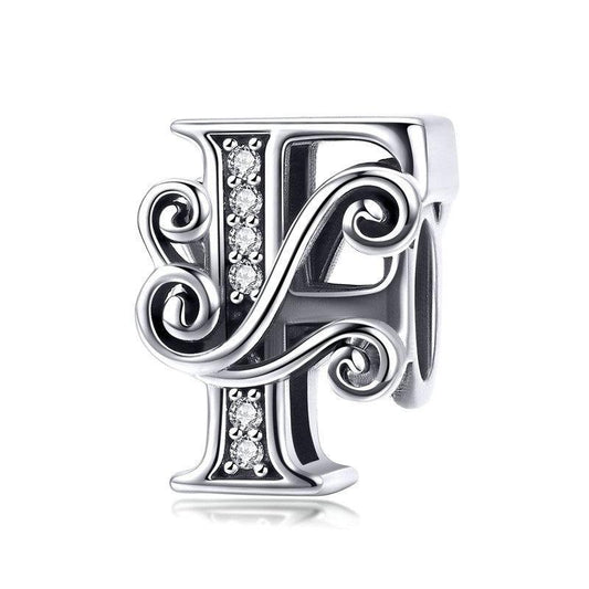 Diy Beaded Bracelet With Zircon Beads 26 Letters Style - F