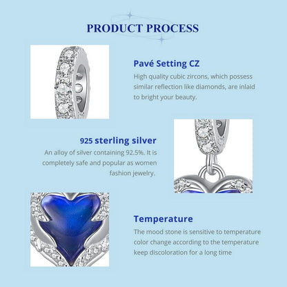 925 Sterling Silver Temperature Sensitive Heart Pendant For Jewelry