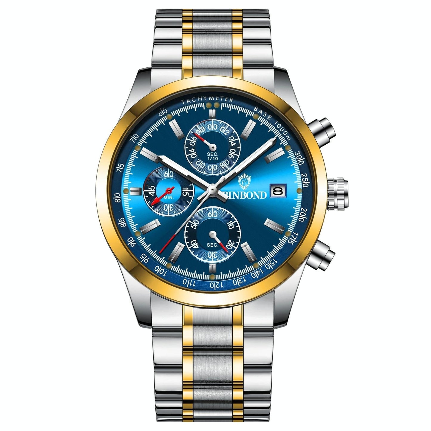 Waterproof Luminous Quartz Watch - Multifunctional 30m - White Steel-Black