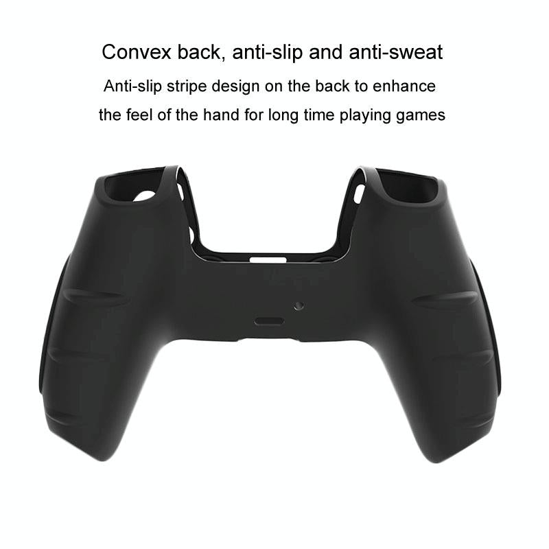 Black Silicone Protective Case for Ps5 Gamepad - Anti-skid Cover - Black + 2 Hats
