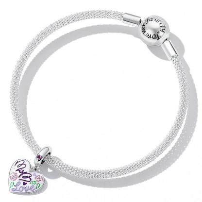925 Sterling Silver Colorful Doodle Heart Pendant For Diy Bracelet Or Necklace