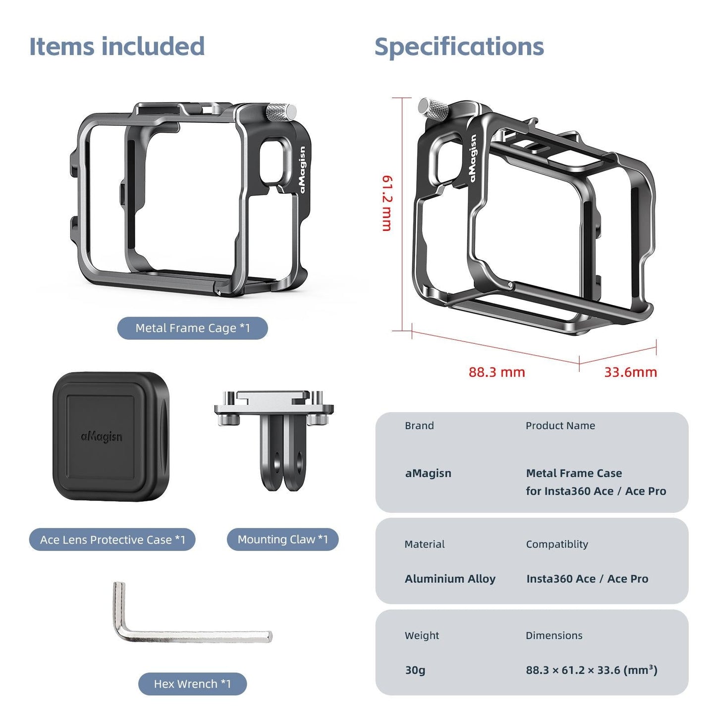 Metal Rabbit Cage Protective Frame For Insta360 Ace Pro / Ace Amagisn