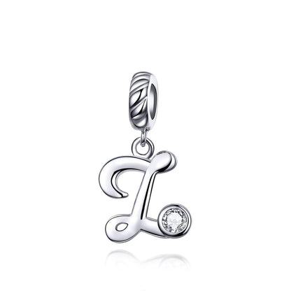 925 Sterling Silver 26 English Letter Beads For Diy Bracelets & Necklaces Style - Z