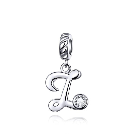 925 Sterling Silver 26 English Letter Beads For Diy Bracelets & Necklaces Style - Z