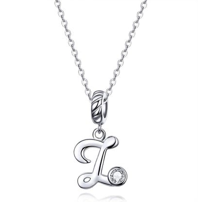 925 Sterling Silver 26 English Letter Beads For Diy Bracelets & Necklaces Style - Z