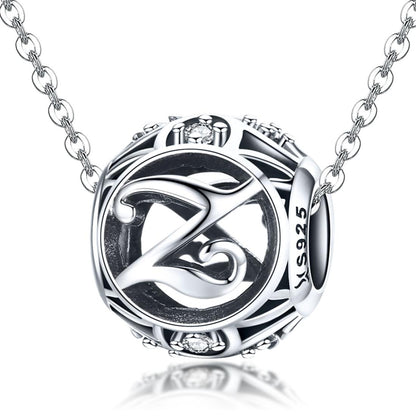 925 Sterling Silver 26 English Letter Beads For Diy Bracelets & Necklaces Style - Z