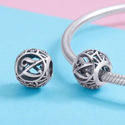 925 Sterling Silver 26 English Letter Beads For Diy Bracelets & Necklaces Style - Z