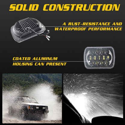 7 Inch 5X7 / 7X6 H4 Dc 9V - 30V 30000Lm 300W 8Leds Car Square Shape Led Headlight Lamps For Jeep Wrangler