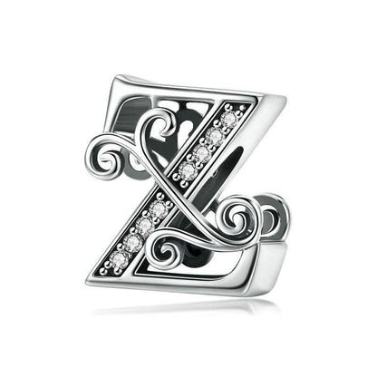 Diy Zircon Beaded Bracelet With 26 Letters Beads Style - Z