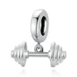 925 Sterling Silver Weightlifting Barbell Pendant For Bracelets / Necklaces