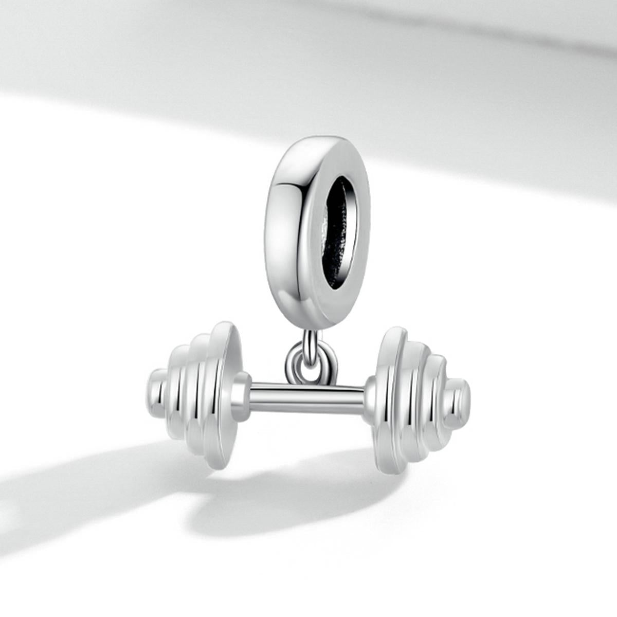 925 Sterling Silver Weightlifting Barbell Pendant For Bracelets / Necklaces