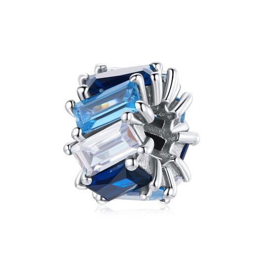 925 Sterling Silver Blue Zircon Cube Beads For Diy Bracelets & Necklaces