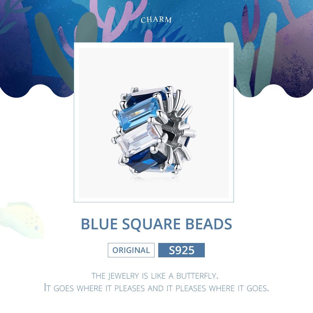 925 Sterling Silver Blue Zircon Cube Beads For Diy Bracelets & Necklaces