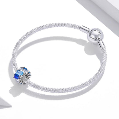 925 Sterling Silver Blue Zircon Cube Beads For Diy Bracelets & Necklaces