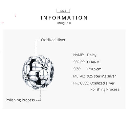 925 Sterling Silver Daisy Beads For Diy Bracelets & Necklaces