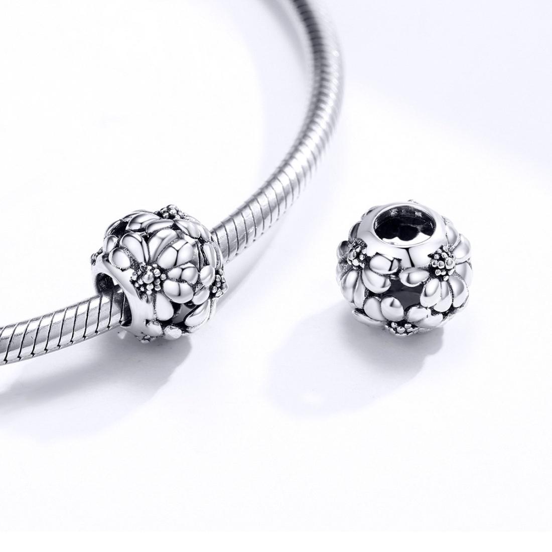 925 Sterling Silver Daisy Beads For Diy Bracelets & Necklaces