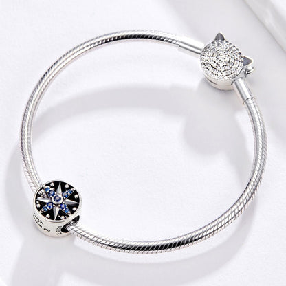 925 Sterling Silver Blue Zircon Sailing Charm For Diy Bracelets