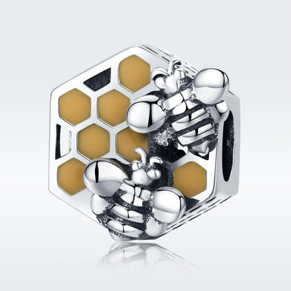 925 Sterling Silver Personalized Bee Hive Bracelet Charm