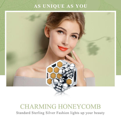 925 Sterling Silver Personalized Bee Hive Bracelet Charm