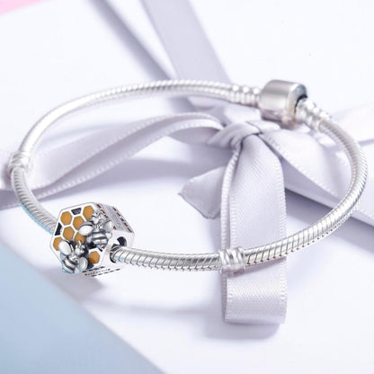 925 Sterling Silver Personalized Bee Hive Bracelet Charm